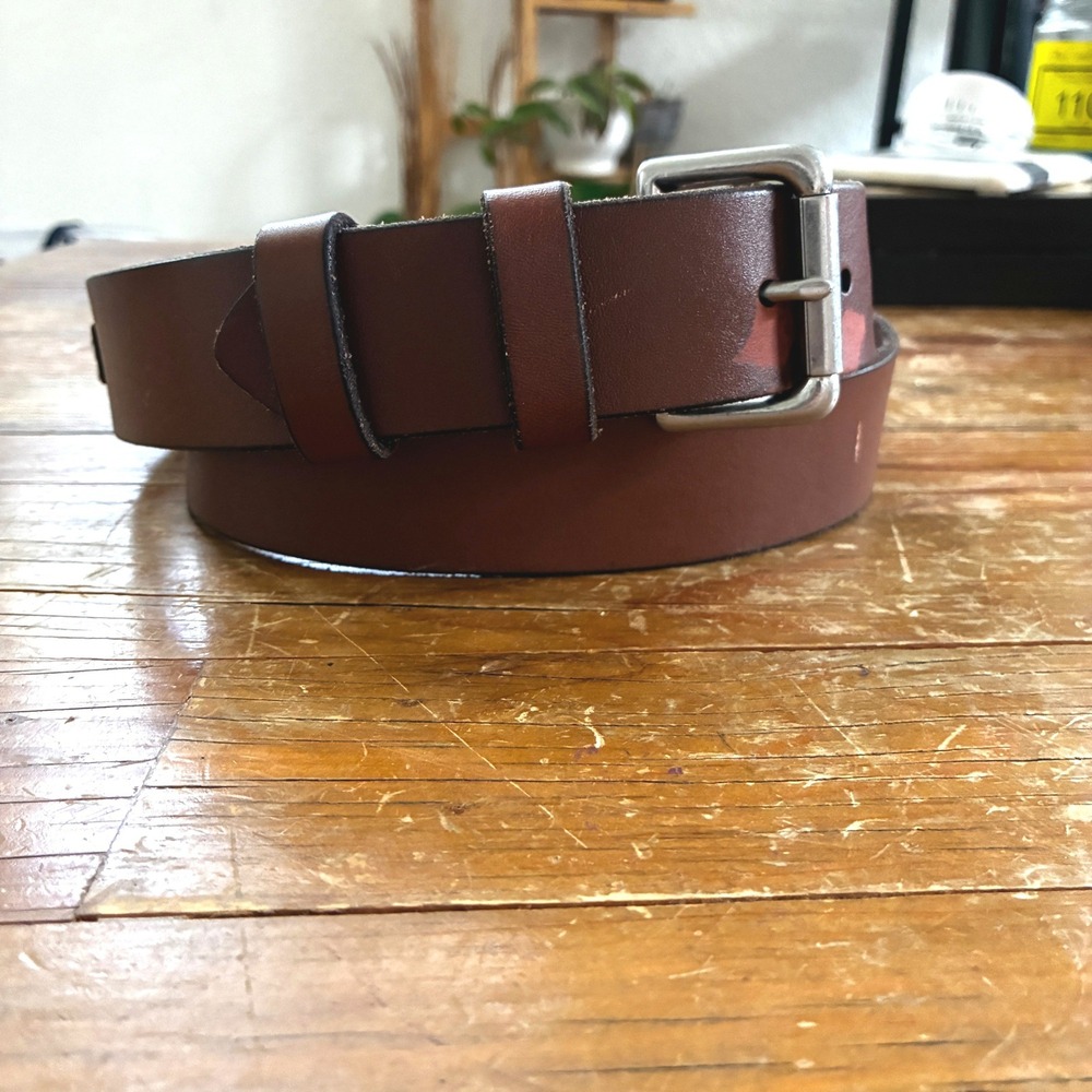 Polo Ralph Lauren Italian Saddle 1.5" Roller Belt Men Size 40 Brown Quiet Luxury